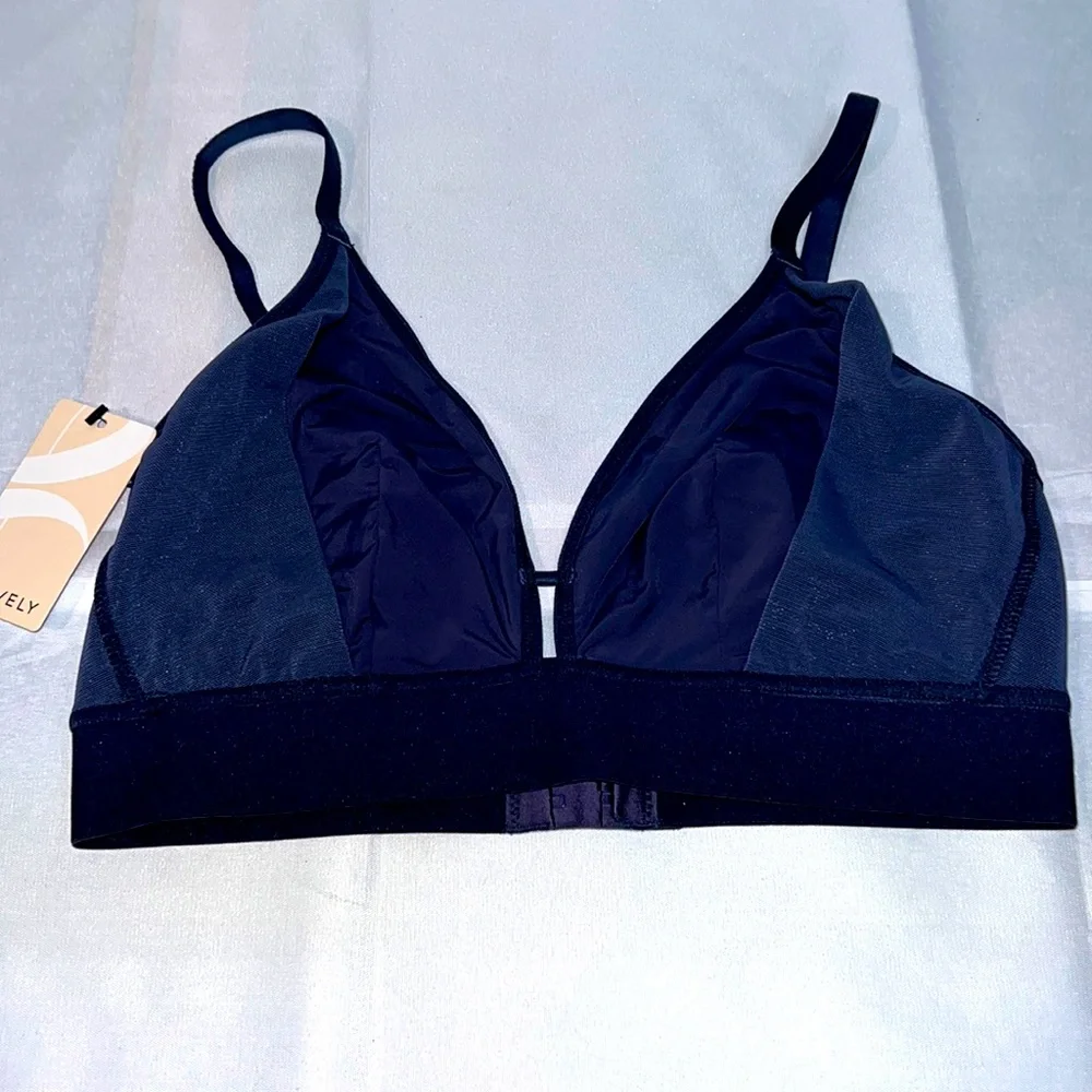 Lively The Busty Stripe Mesh Bralette,Elastic Stretch Band, Plunge Front Size 2 - Picture 3 of 7
